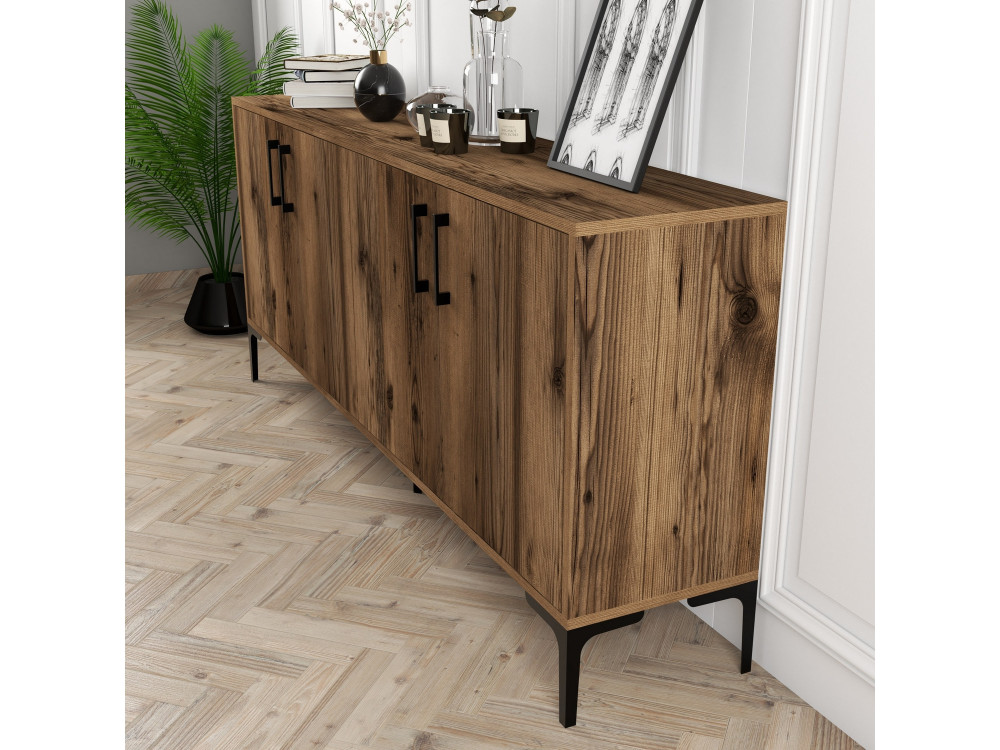 Aparador de madera "Kiev" - 180 x 35 x 78 cm - Nogal