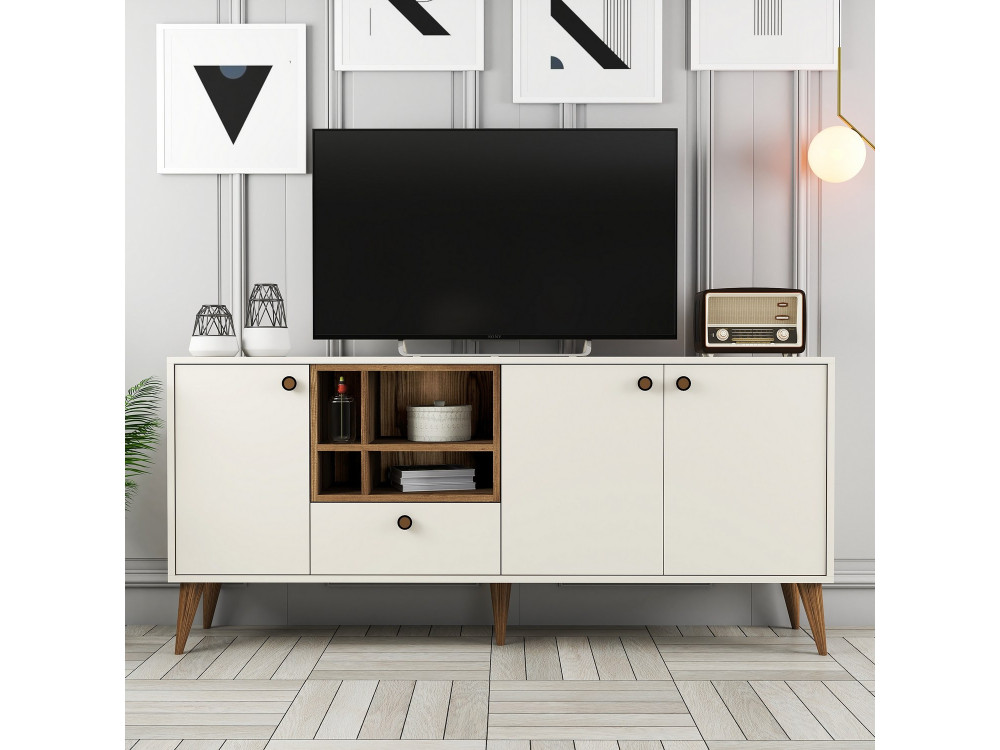 Aparador de madera "Napoli" - 180 x 35 x 81 cm - Crema