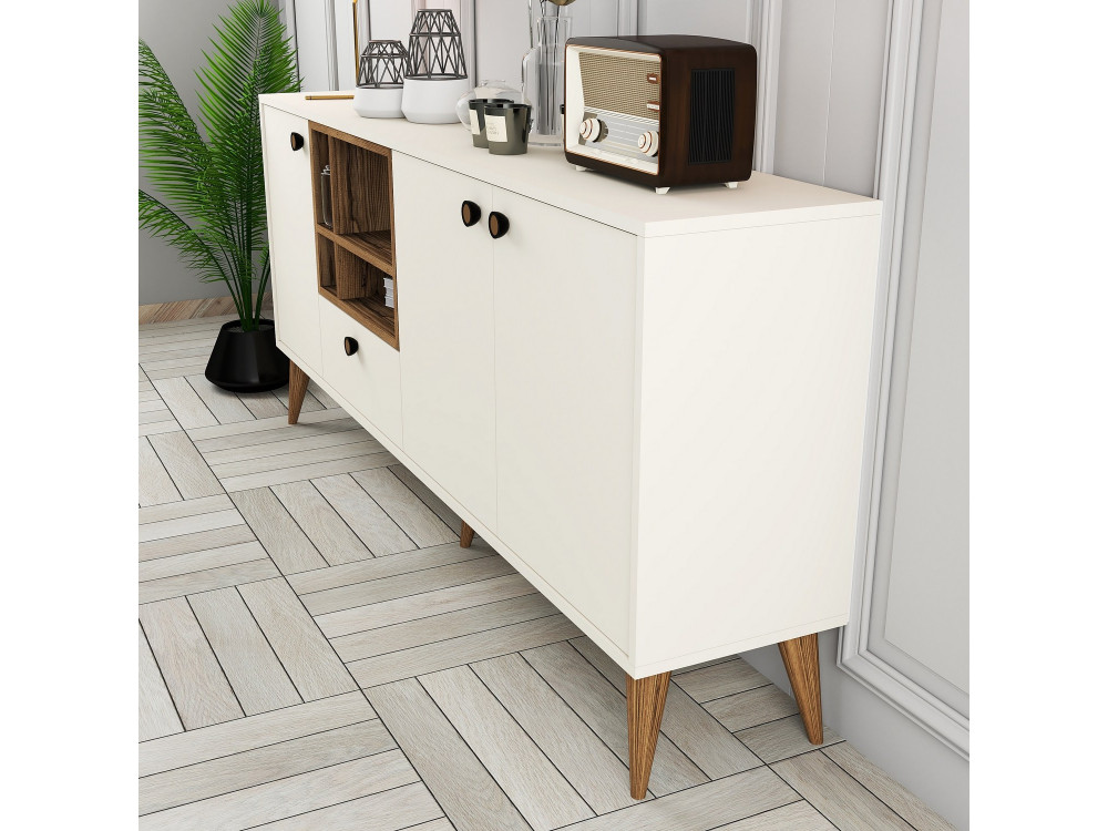 Aparador de madera "Napoli" - 180 x 35 x 81 cm - Crema