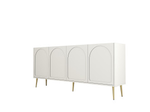 Aparador de madera "Lyon" - 180 x 35 x 80 cm - Crema, Oro