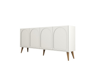Aparador de madera "Lyon" - 180 x 35 x 81 cm - Crema, Nogal