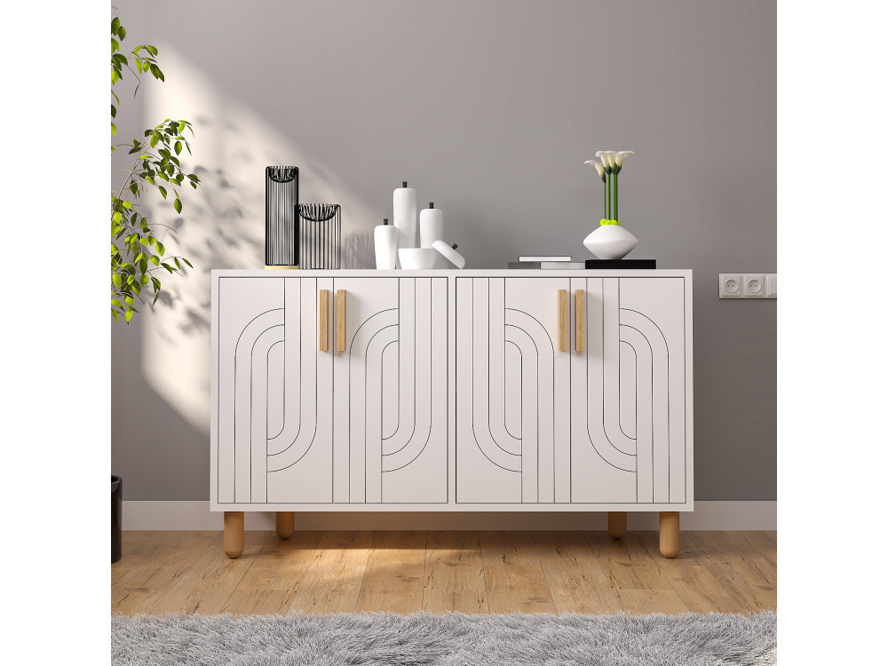Aparador de madera "Rodney" - 120 x 29 x 73 cm - Blanco