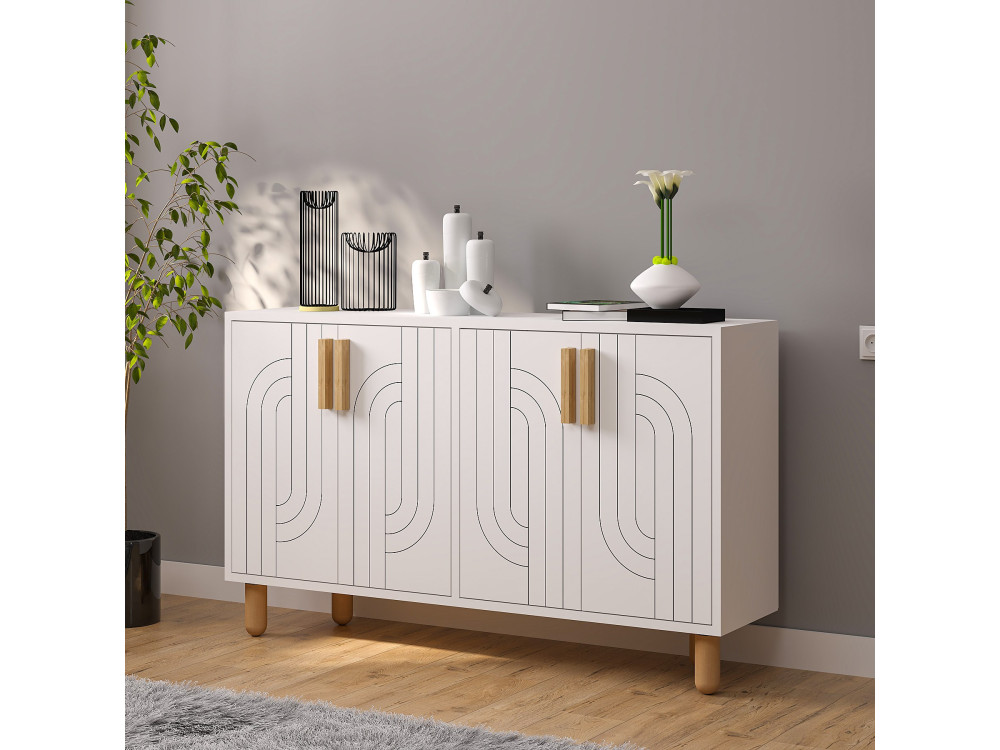 Aparador de madera "Rodney" - 120 x 29 x 73 cm - Blanco