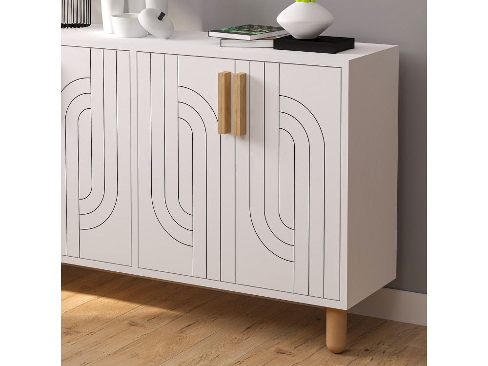 Aparador de madera "Rodney" - 120 x 29 x 73 cm - Blanco