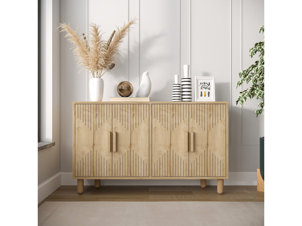 Aparador de madera "Roger" - 120 x 29 x 73 cm - Roble zafiro