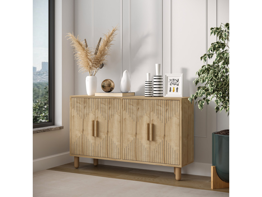 Aparador de madera "Roger" - 120 x 29 x 73 cm - Roble zafiro