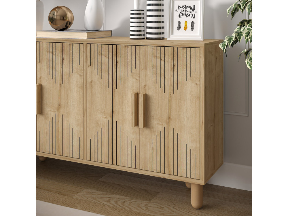 Aparador de madera "Roger" - 120 x 29 x 73 cm - Roble zafiro
