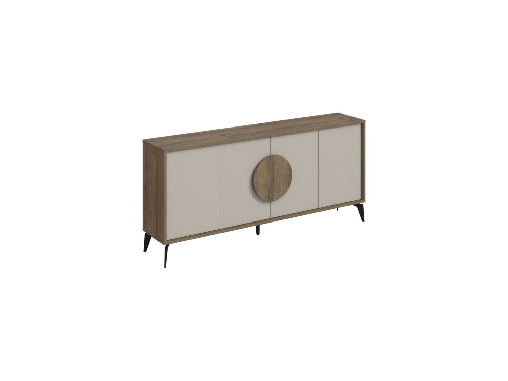 Aparador de madera "Gora Wide" - 180 x 36 x 82 cm - Crema