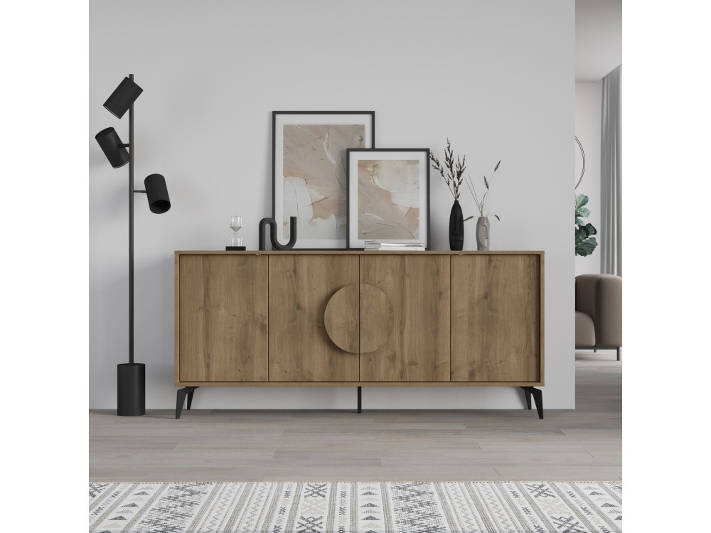 Aparador de madera "Gora Wide" - 180 x 36 x 82 cm - Marrón