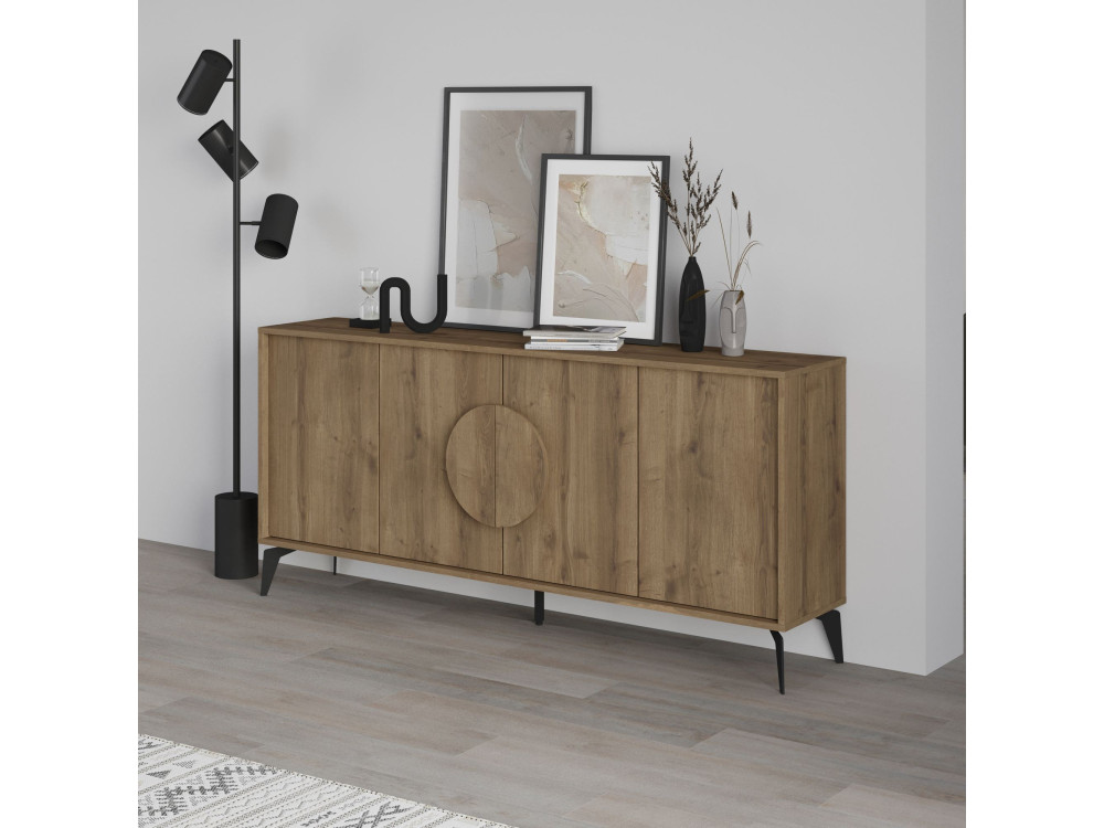 Aparador de madera "Gora Wide" - 180 x 36 x 82 cm - Marrón