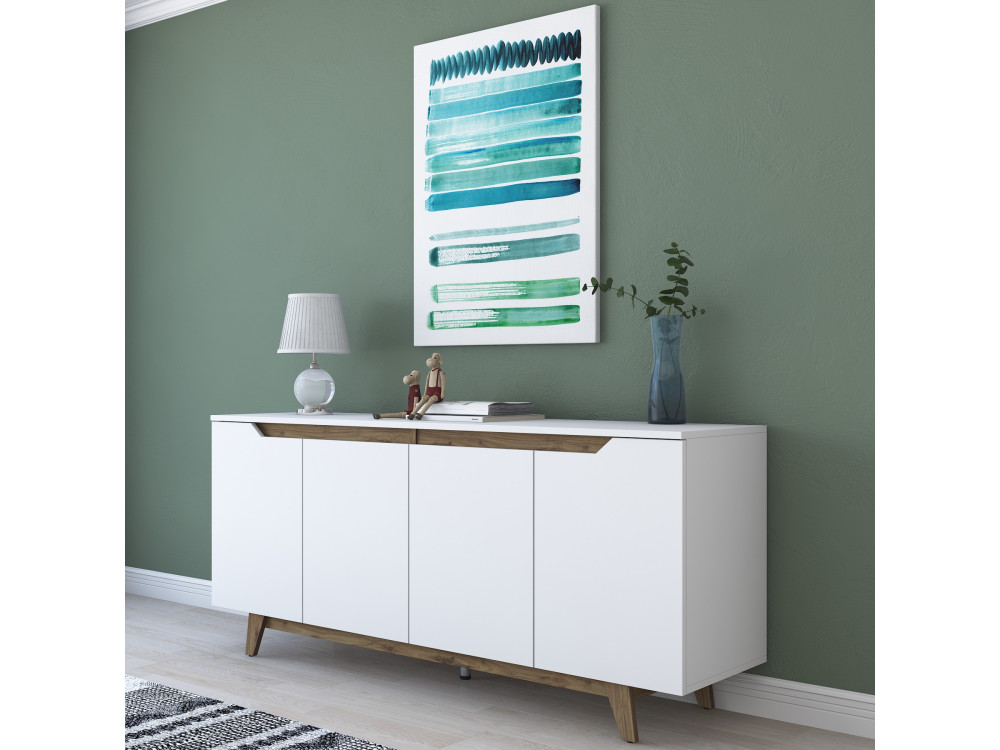 Aparador de madera "Gondol" - 180 x 45 x 79 cm - Blanco