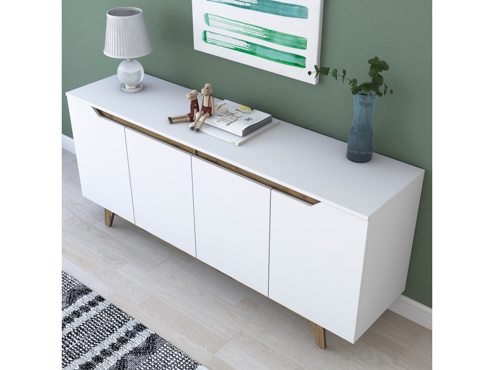 Aparador de madera "Gondol" - 180 x 45 x 79 cm - Blanco
