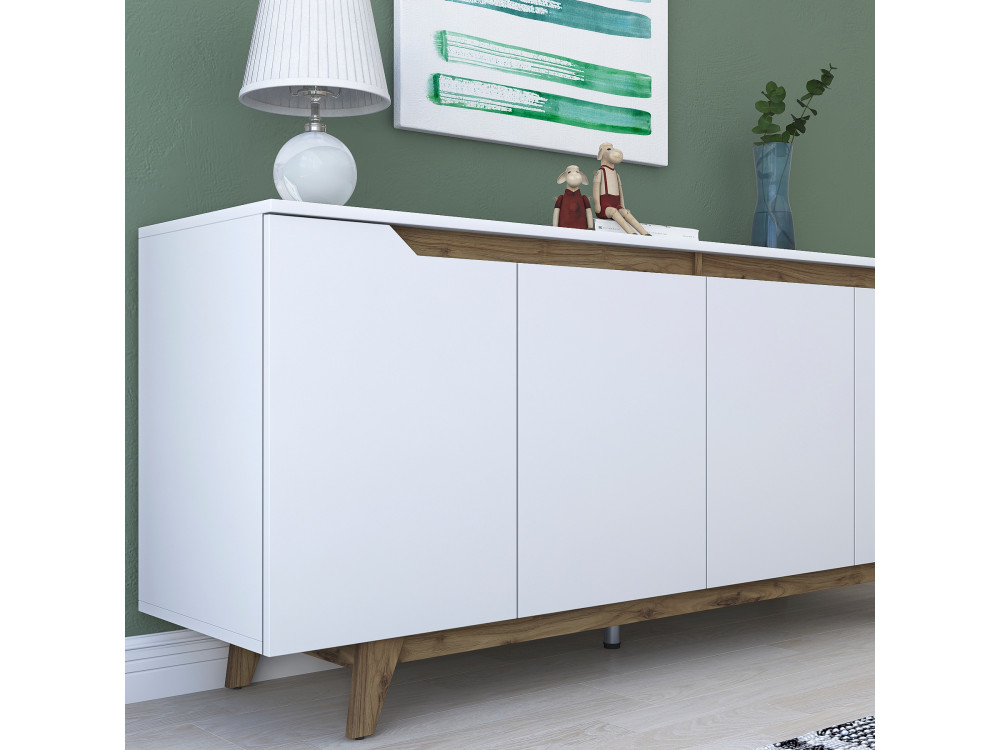 Aparador de madera "Gondol" - 180 x 45 x 79 cm - Blanco