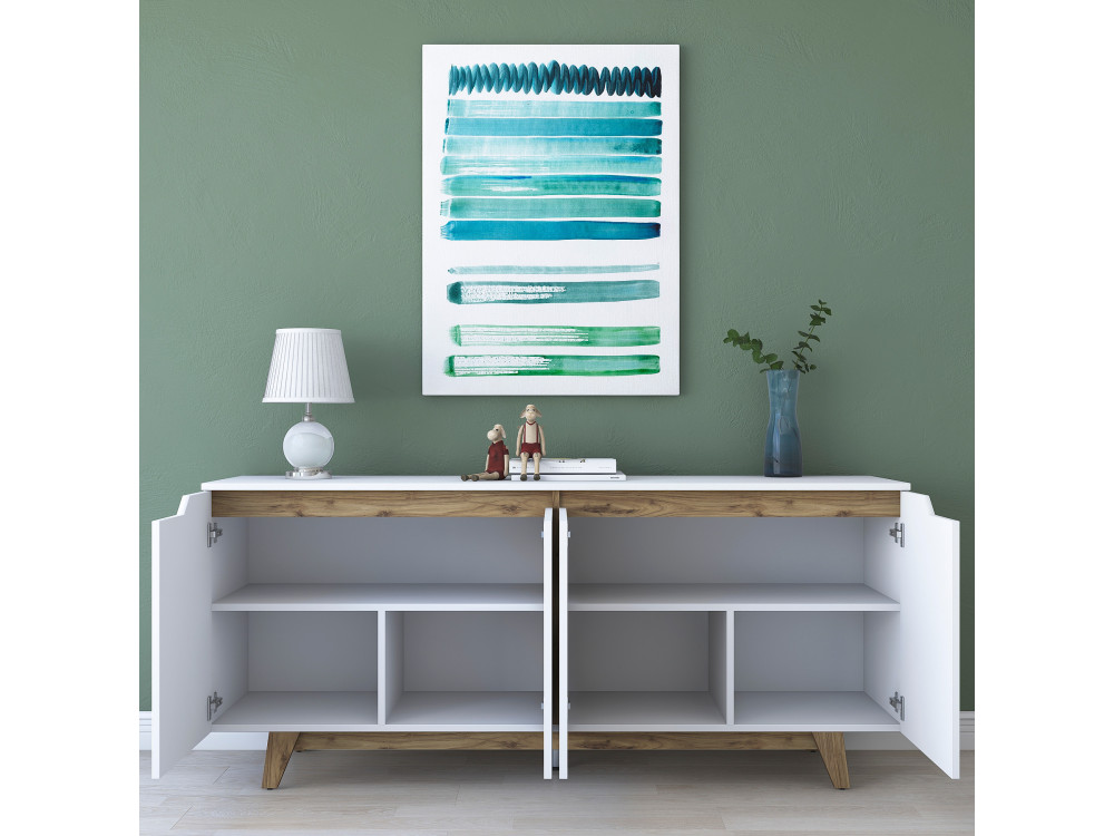 Aparador de madera "Gondol" - 180 x 45 x 79 cm - Blanco