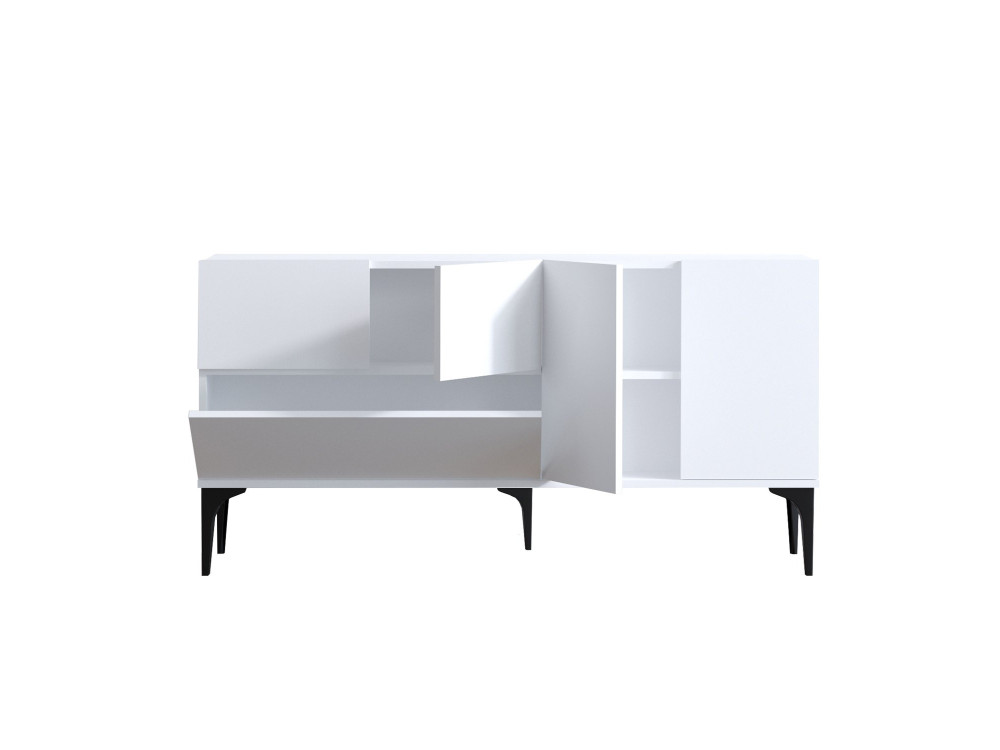 Aparador de madera "Ginny" - 150 x 35 x 75 cm - Blanco