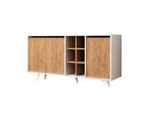 Aparador de madera "Prava" - 140 x 40 x 86 cm - Marrón