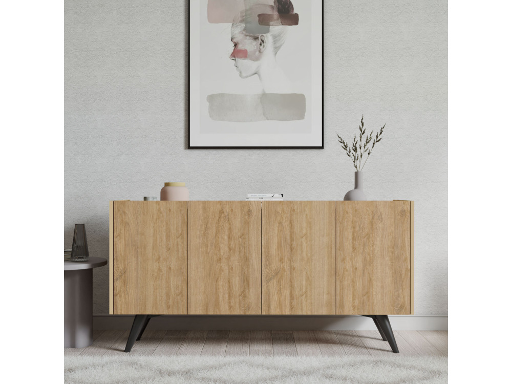 Aparador de madera "Pekin" - 150 x 40 x 76 cm - Marrón