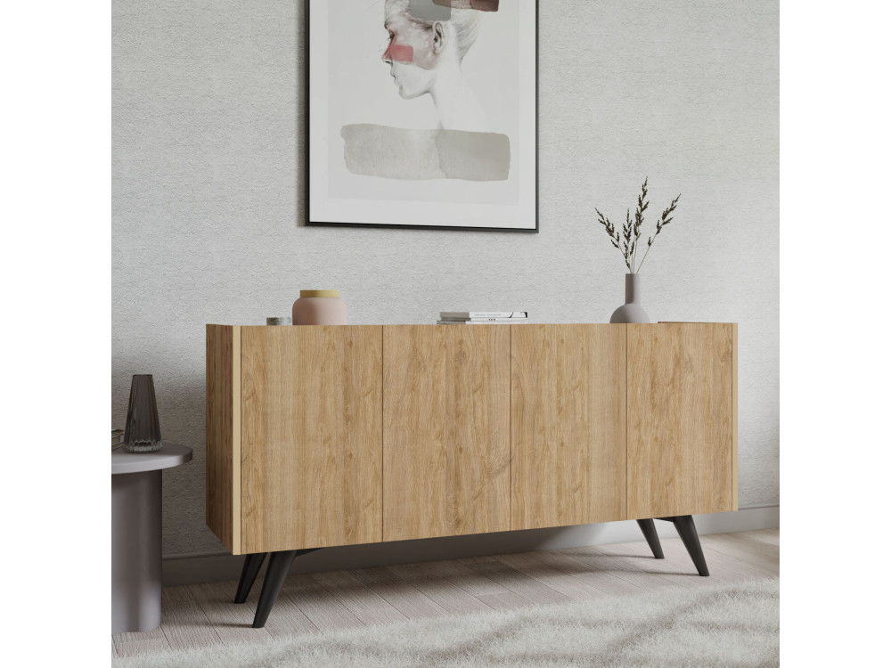 Aparador de madera "Pekin" - 150 x 40 x 76 cm - Marrón