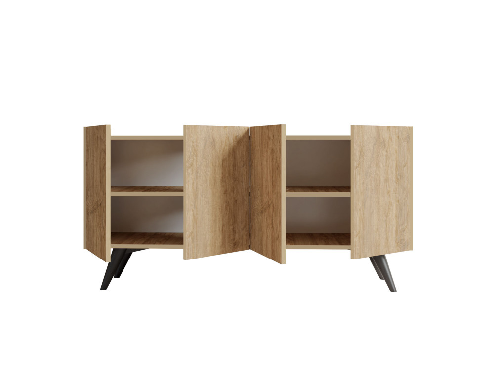 Aparador de madera "Pekin" - 150 x 40 x 76 cm - Marrón