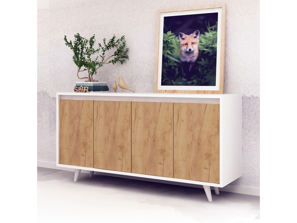 Aparador de madera "Nossa" - 140 x 40 x 86 cm - Marrón