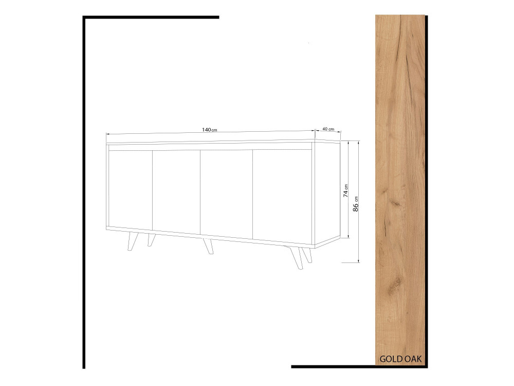 Aparador de madera "Nossa" - 140 x 40 x 86 cm - Marrón