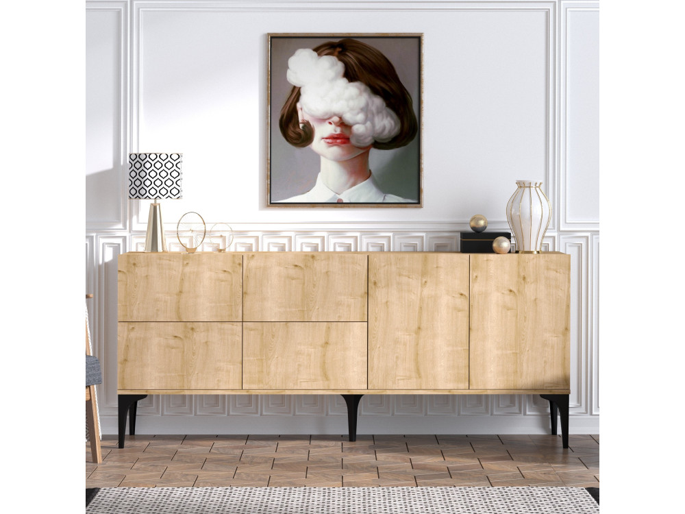 Aparador de madera "Laika" - 180 x 40 x 80 cm - Beige