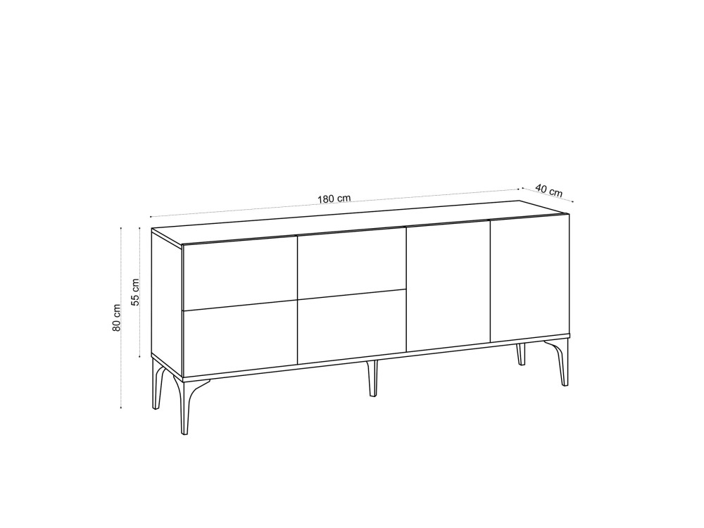 Aparador de madera "Laika" - 180 x 40 x 80 cm - Beige
