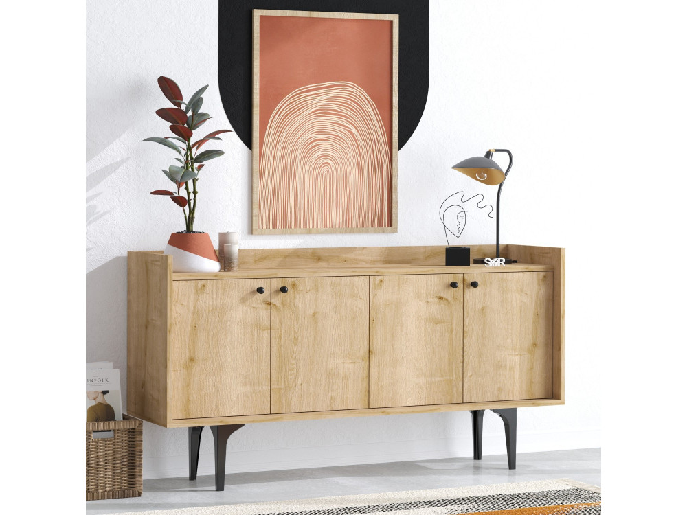 Aparador de madera "Navi" - 150 x 40 x 80 cm - Beige