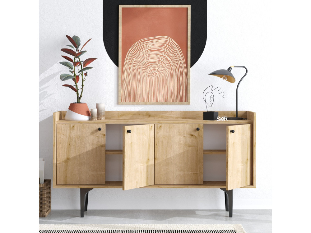 Aparador de madera "Navi" - 150 x 40 x 80 cm - Beige