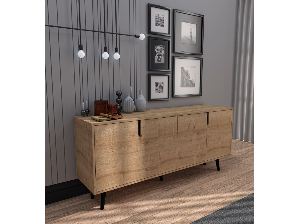 Aparador de madera "Latina" - 180 x 45 x 80 cm - Marrón claro