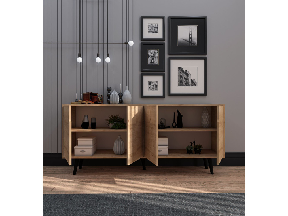 Aparador de madera "Latina" - 180 x 45 x 80 cm - Marrón claro