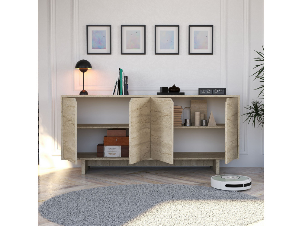 Aparador de madera "Turan" - 180 x 40 x 81 cm - Travertino