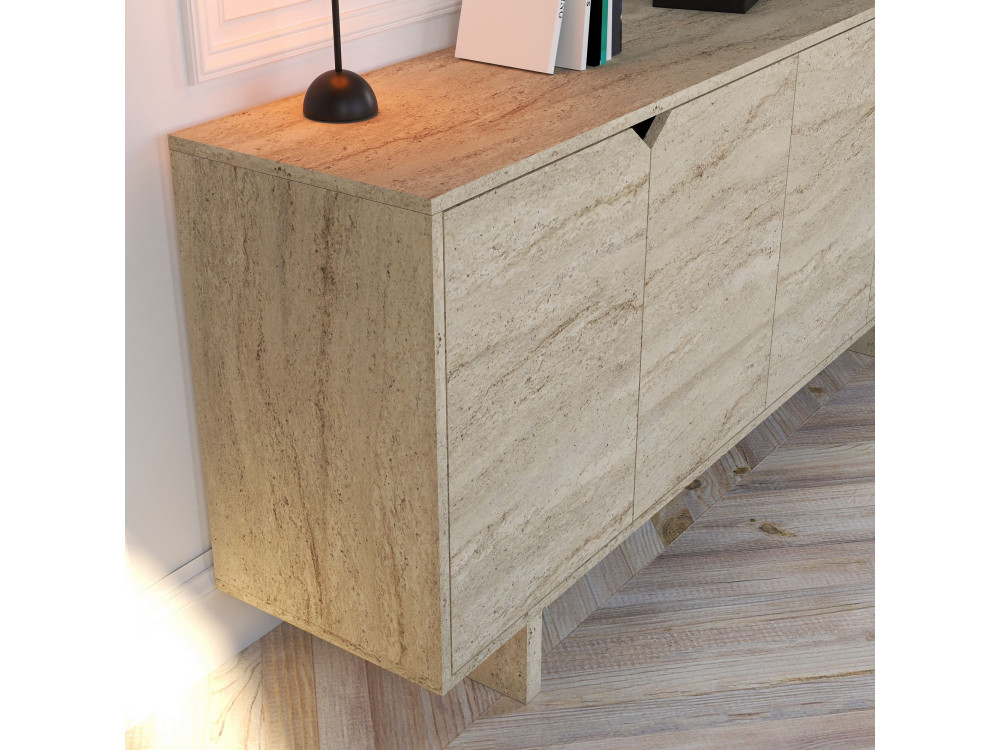 Aparador de madera "Turan" - 180 x 40 x 81 cm - Travertino