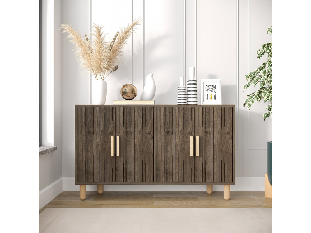 Aparador de madera "Roger" - 120 x 30 x 74 cm - Marrón