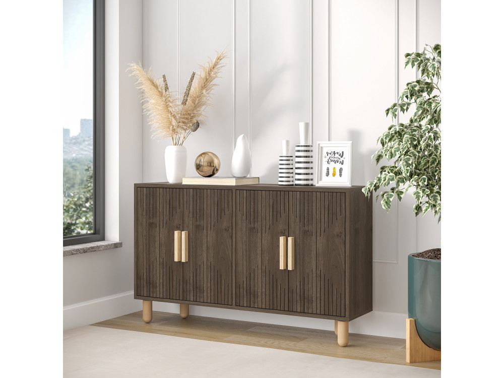Aparador de madera "Roger" - 120 x 30 x 74 cm - Marrón