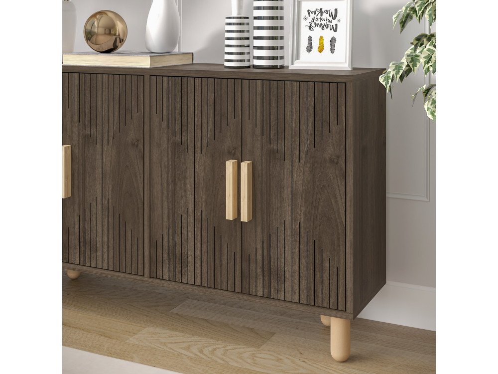 Aparador de madera "Roger" - 120 x 30 x 74 cm - Marrón