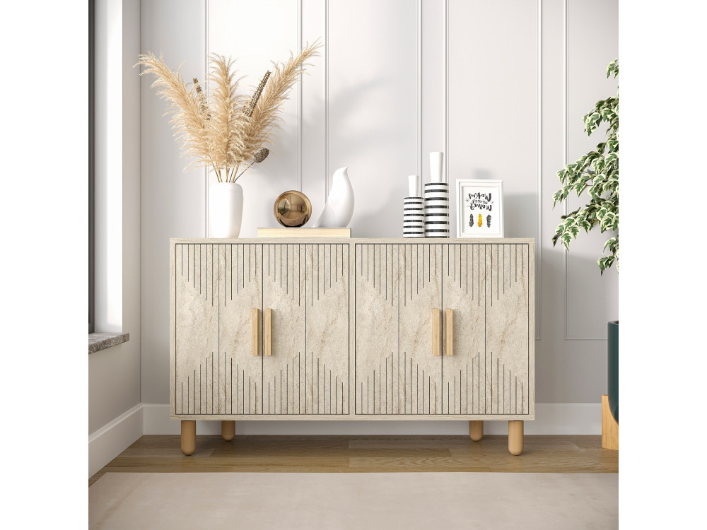 Aparador de madera "Roger" - 120 x 30 x 74 cm - Travertino