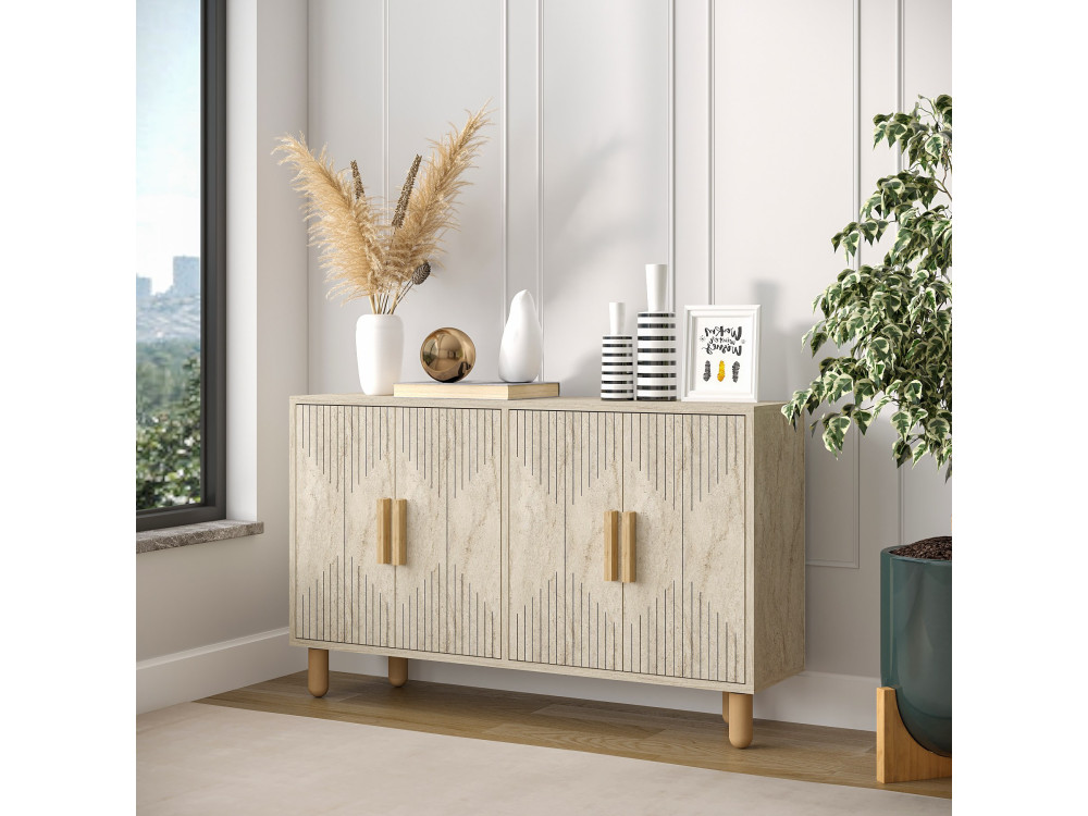 Aparador de madera "Roger" - 120 x 30 x 74 cm - Travertino