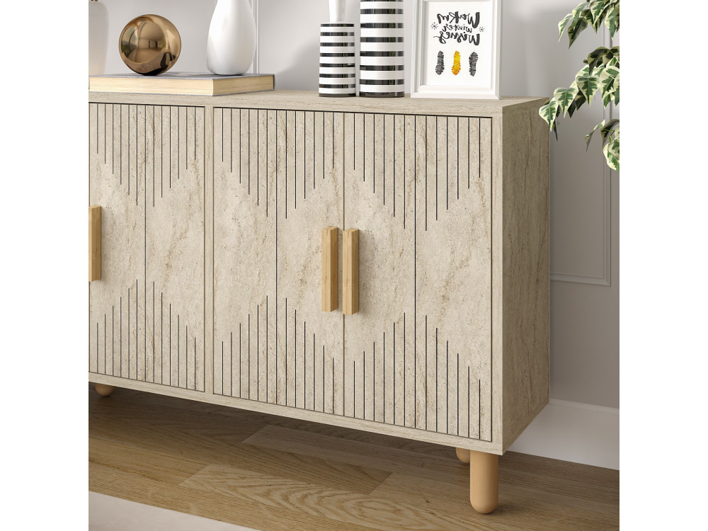Aparador de madera "Roger" - 120 x 30 x 74 cm - Travertino