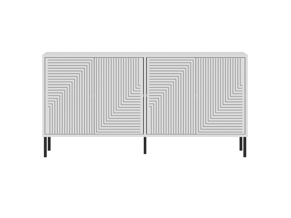 Aparador de madera "Evolet" - 150 x 36 x 75 cm - Blanco