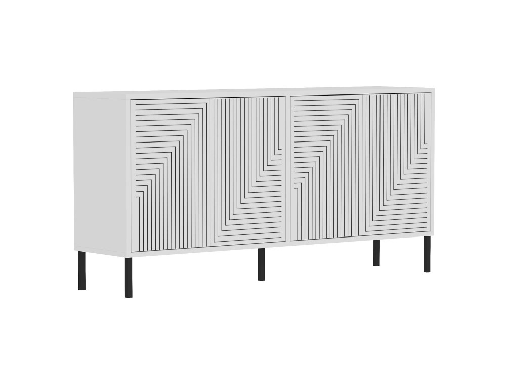Aparador de madera "Evolet" - 150 x 36 x 75 cm - Blanco