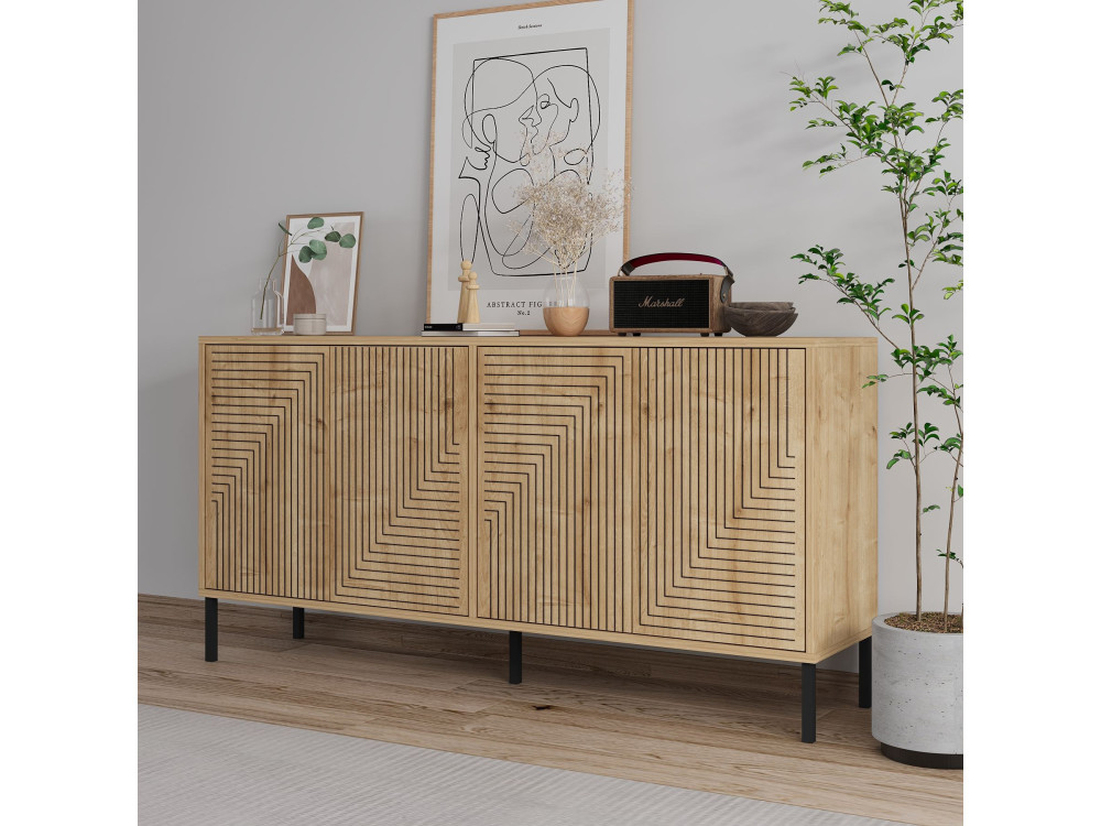 Aparador de madera "Evolet" - 150 x 36 x 75 cm - Beige