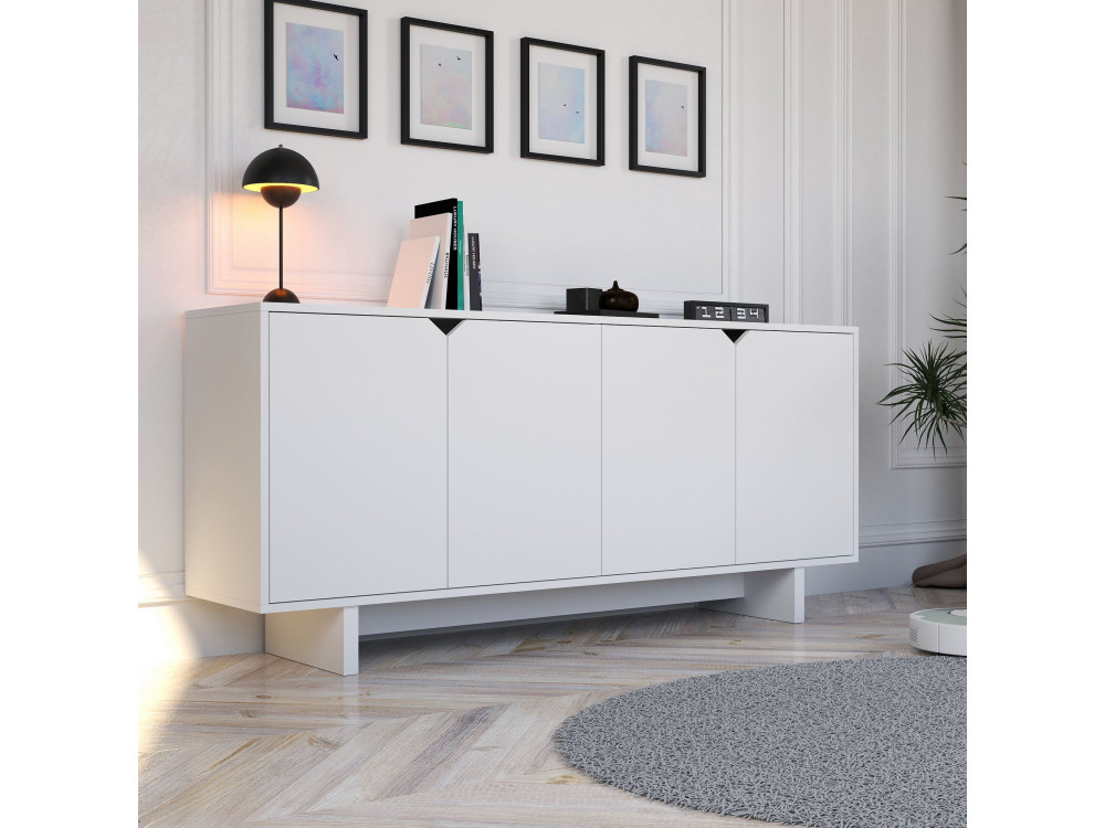 Aparador de madera "Doruk" - 180 x 40 x 81 cm - Blanco
