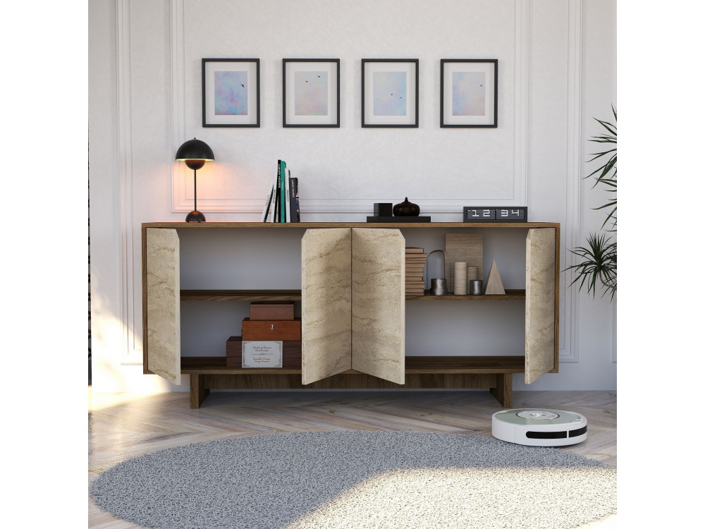 Aparador de madera «Istemi» - 180 x 40 x 81 cm - Travertino