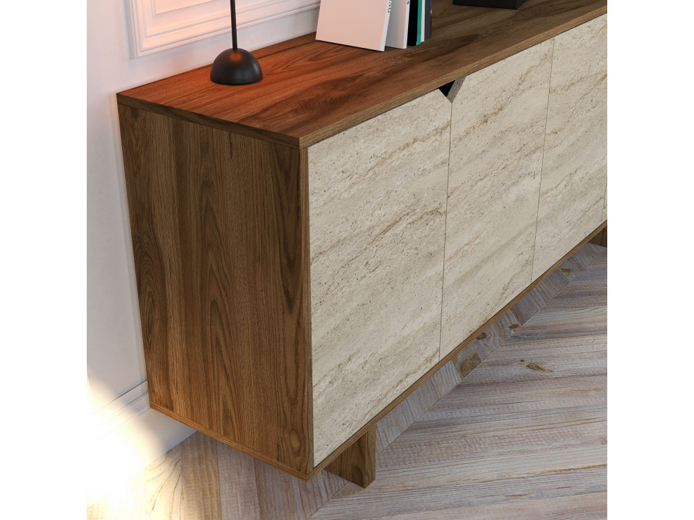 Aparador de madera «Istemi» - 180 x 40 x 81 cm - Travertino