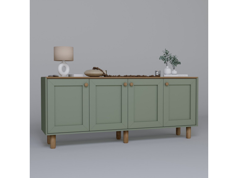 Aparador de madera "Bohem" - 180 x 40 x 75 cm - Verde