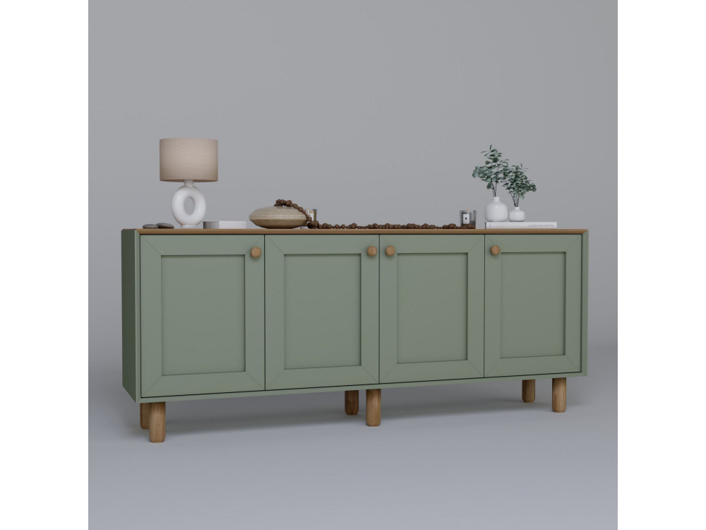 Aparador de madera "Bohem" - 180 x 40 x 75 cm - Verde