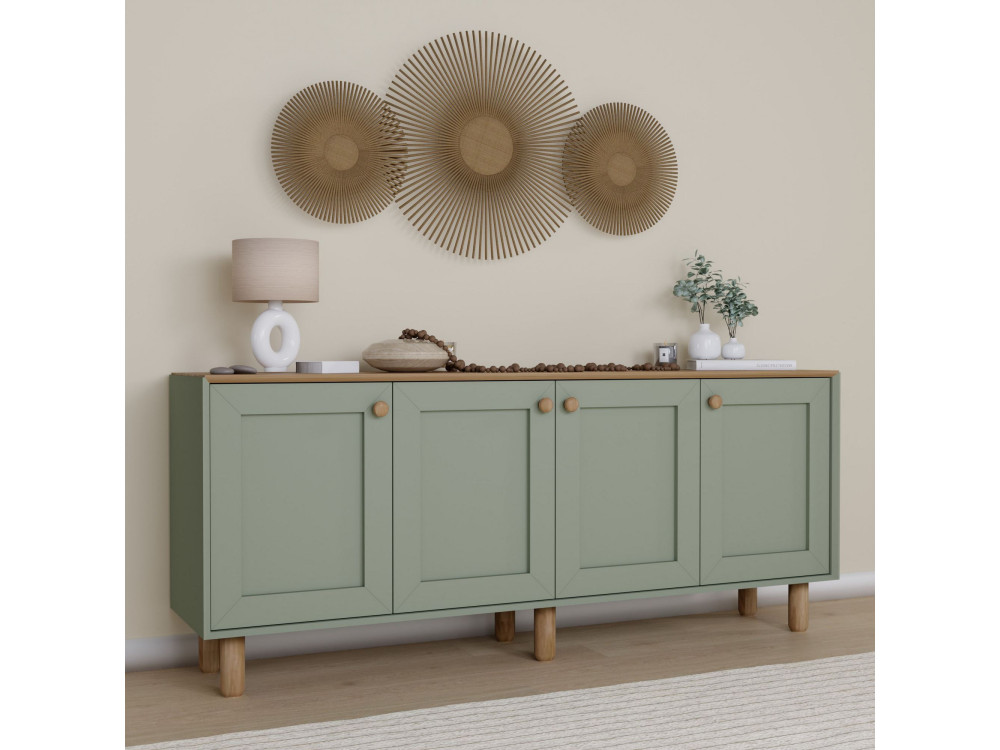 Aparador de madera "Bohem" - 180 x 40 x 75 cm - Verde