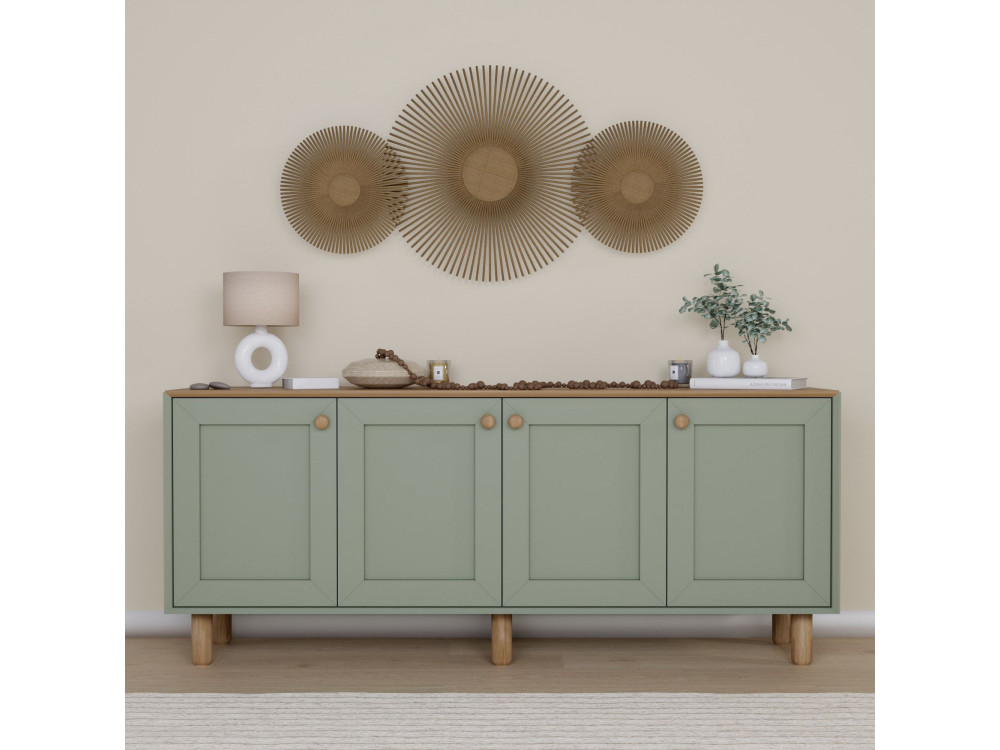 Aparador de madera "Bohem" - 180 x 40 x 75 cm - Verde