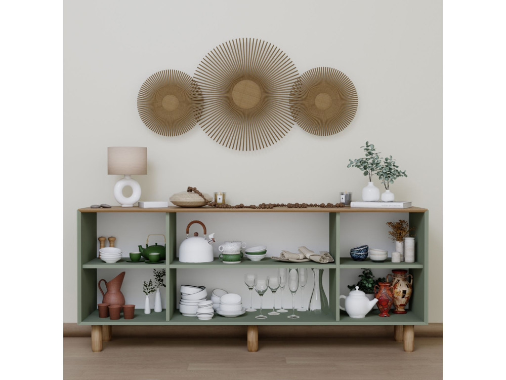 Aparador de madera "Bohem" - 180 x 40 x 75 cm - Verde